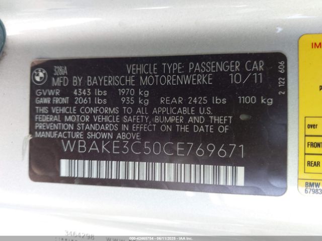 2012 BMW 328I WBAKE3C50CE769671 Photo 8
