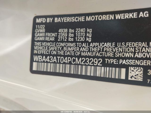 WBA43AT04PCM23292 BMW 430I