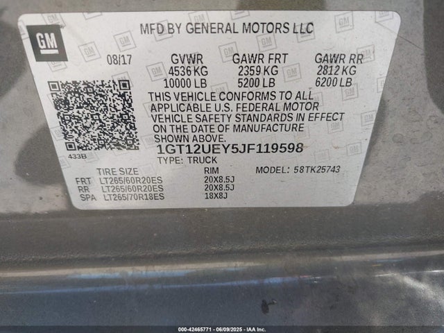 1GT12UEY5JF119598 GMC l5p - direct injection, duramax, gen 5, var 1