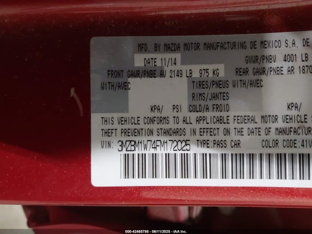 3MZBM1W74FM172025 Mazda pe