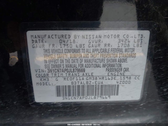 3N1CN7AP0JL879669 Nissan 2018