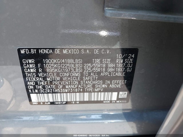 3CZRZ1H53SM731874 Honda k20z5