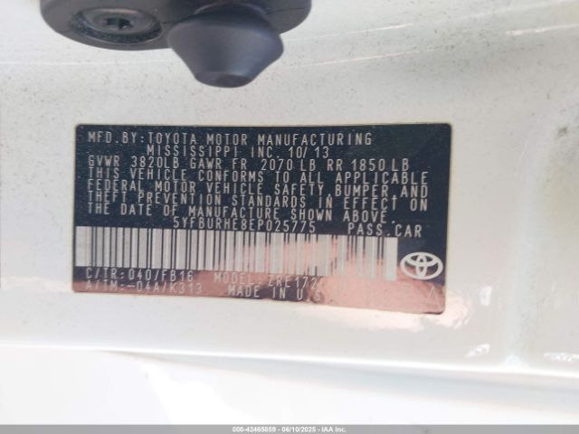 5YFBURHE8EP025775 Toyota 2zr-fe