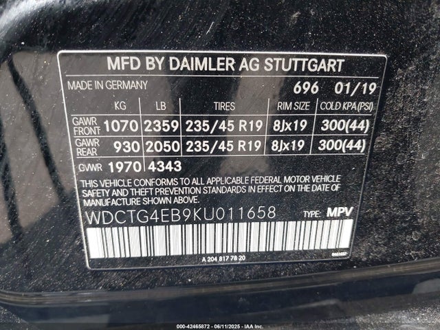 Mercedes-Benz m270 2019 WDCTG4EB9KU011658 Image 9