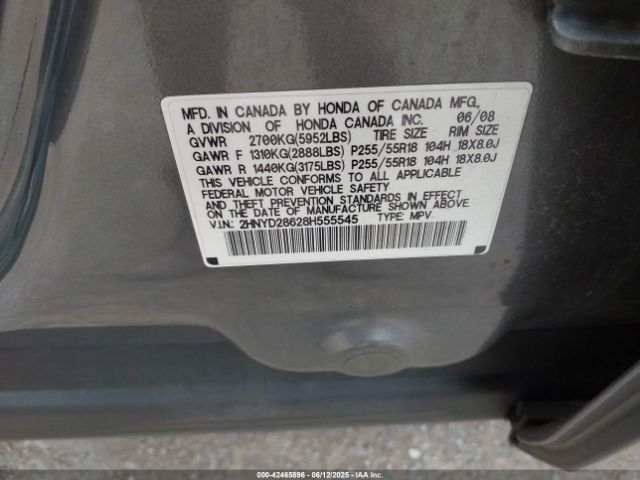 2008 ACURA MDX 2HNYD28628H555545 Photo 8
