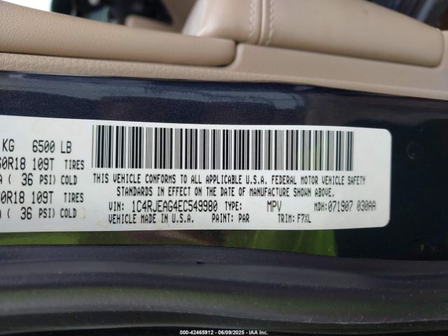 1C4RJEAG4EC549980 Jeep Grand Cherokee Laredo