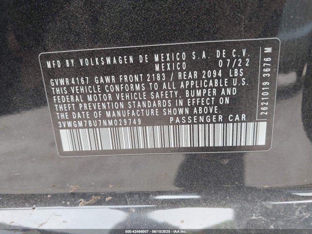 3VWGM7BU7NM029749 Volkswagen 1.5 tsi
