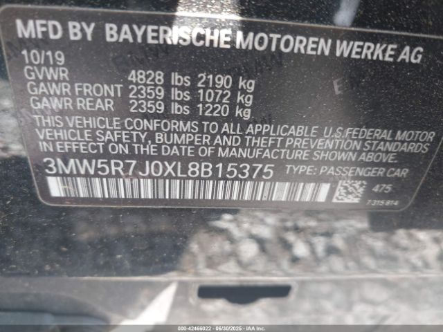 2020 BMW 330I 3MW5R7J0XL8B15375 Photo 8