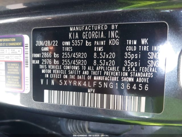 2022 KIA SORENTO 5XYRK4LF5NG136456 Photo 8