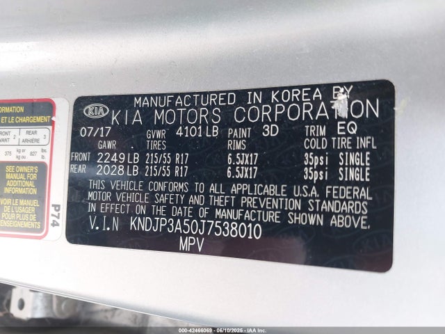 KIA g 2018 KNDJP3A50J7538010 Image 9