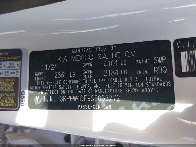 3KPFW4DE9SE055272 KIA mpi nu pe