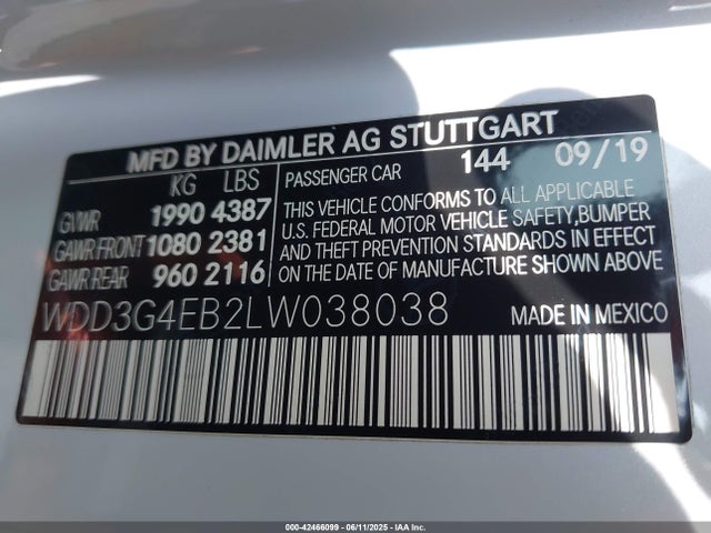 WDD3G4EB2LW038038 Mercedes-Benz m260