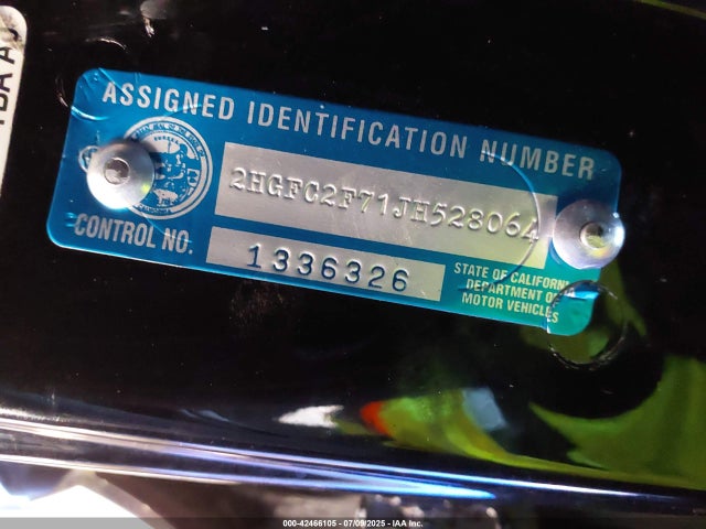 Honda k20c2 2018 2HGFC2F71JH528064 Image 9