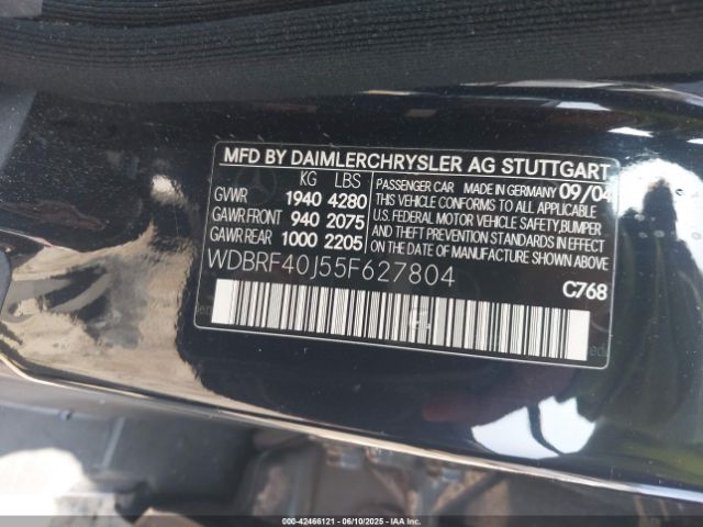 2005 MERCEDES-BENZ C 230 WDBRF40J55F627804 Photo 8