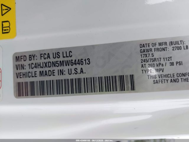 2021 JEEP WRANGLER UNLIMITED 1C4HJXDN5MW644613 Photo 8