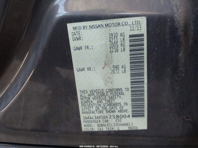 1N4AL3AP1EN258004 Nissan 2014