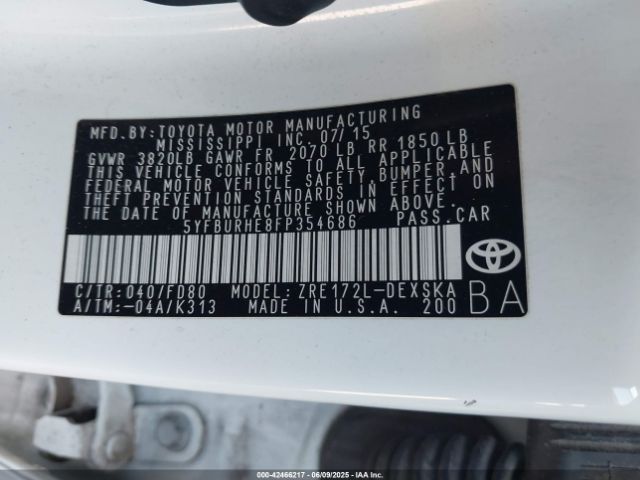 5YFBURHE8FP354686 Toyota 2zr-fe