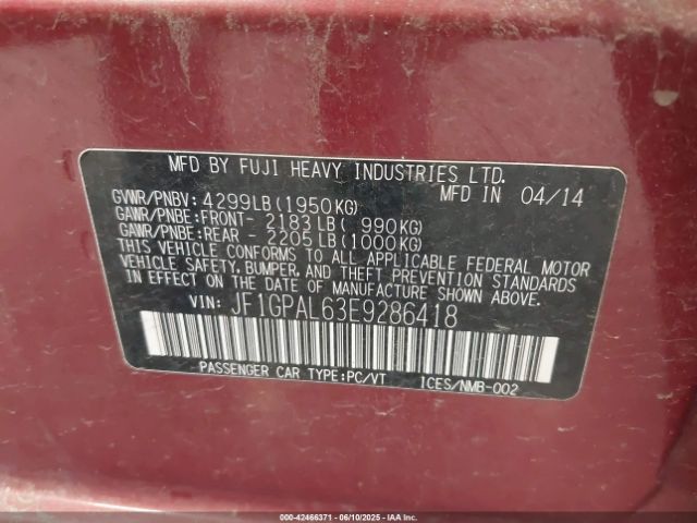 2014 SUBARU IMPREZA JF1GPAL63E9286418 Photo 8