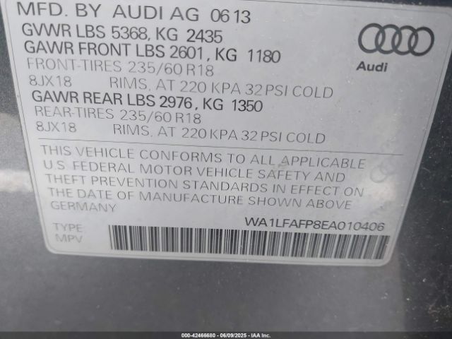 WA1LFAFP8EA010406 Audi Q5 2.0t Premium