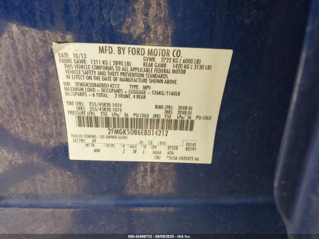 2FMGK5D86EBD14212 Ford Flex Limited