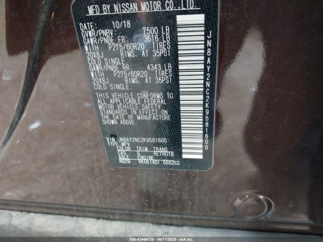 2019 NISSAN ARMADA JN8AY2NC2K9581600 Photo 8