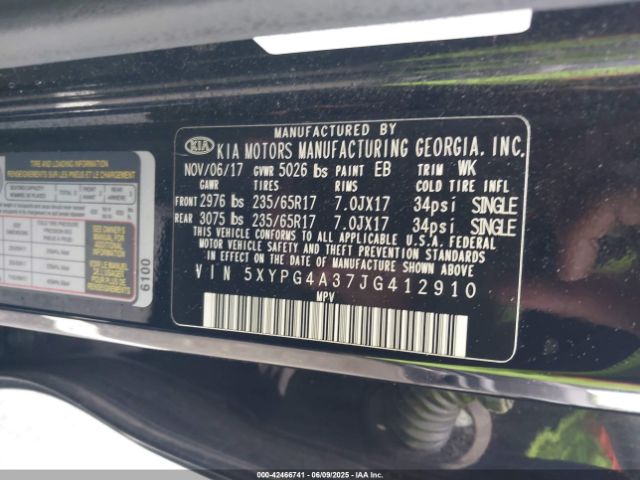 5XYPG4A37JG412910 KIA Sorento 2.4l L