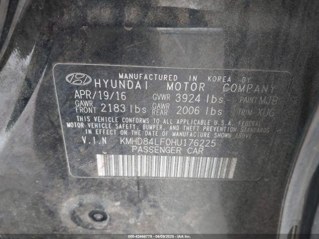 KMHD84LF0HU176225 Hyundai 2017
