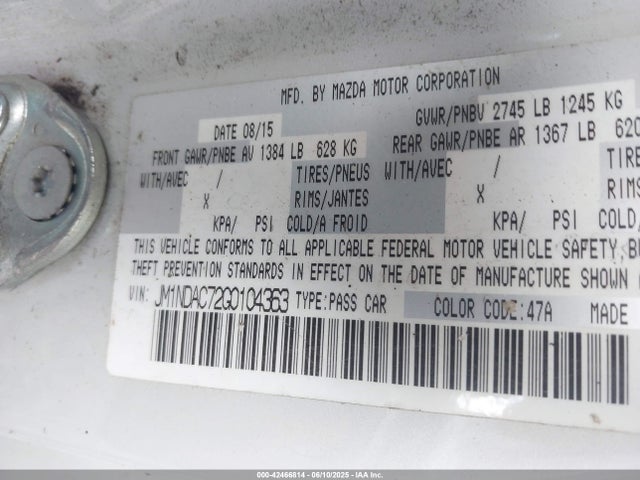 JM1NDAC72G0104363 Mazda pe