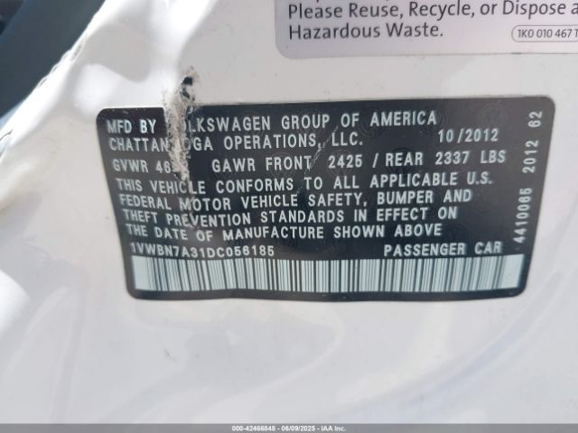 2013 VOLKSWAGEN PASSAT 1VWBN7A31DC056185 Photo 8