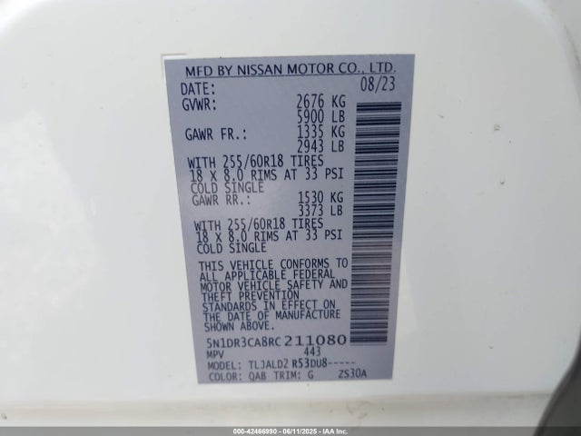 5N1DR3CA8RC211080 Nissan 2024