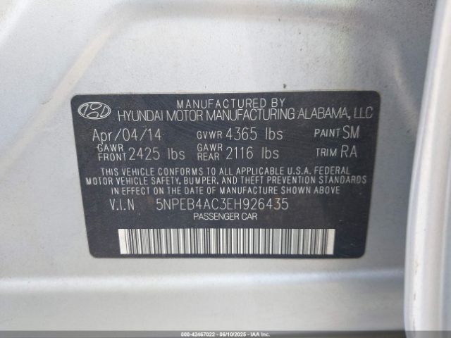 5NPEB4AC3EH926435 Hyundai SONATA GLS