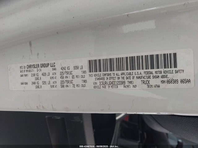 RAM Promaster 3500 High Roof 2014 3C6URVJGXEE123309 Image 9