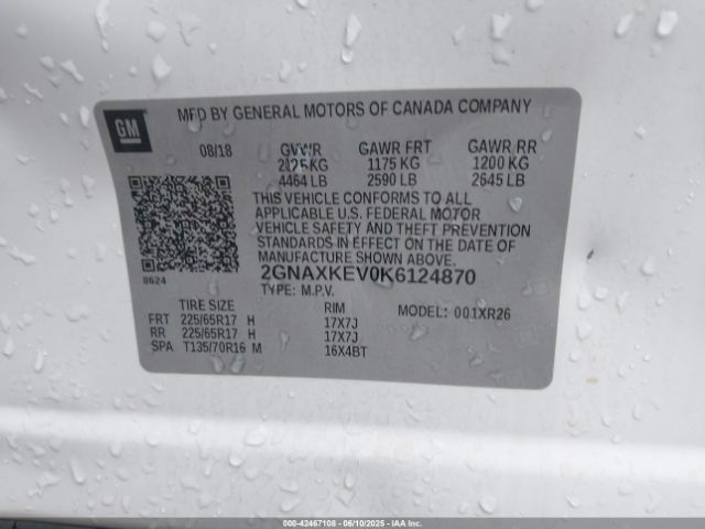 2019 CHEVROLET EQUINOX 2GNAXKEV0K6124870 Photo 8