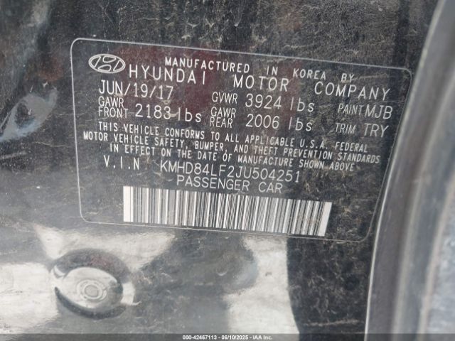 KMHD84LF2JU504251 Hyundai ELANTRA SEL