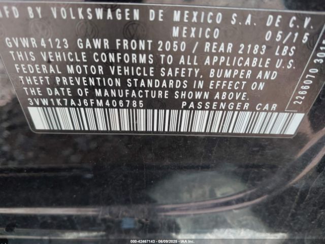 3VW1K7AJ6FM406785 Volkswagen Jetta 2.0l S