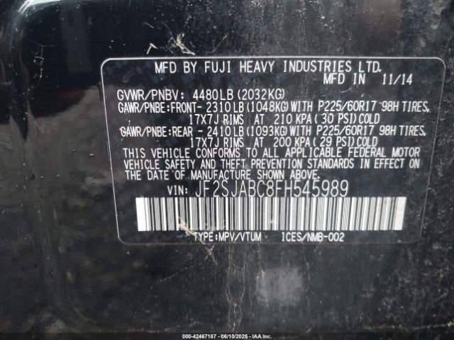 JF2SJABC8FH545989 Subaru Forester 2.5i