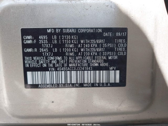 Subaru u5 2018 4S4BSACC0J3241843 Image 9