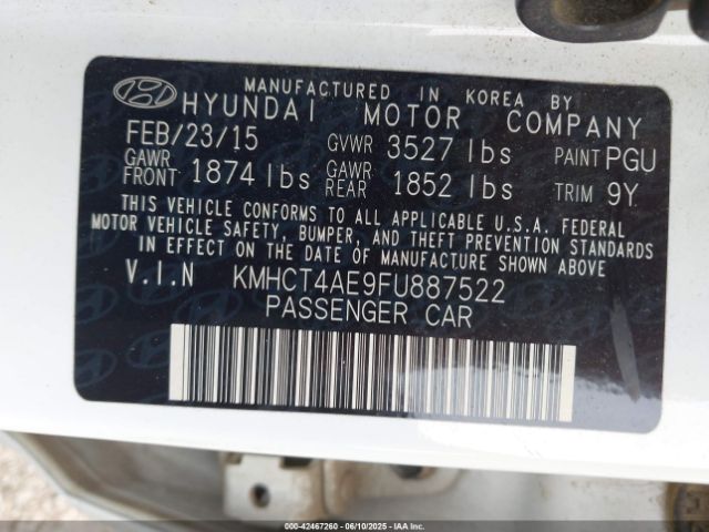 KMHCT4AE9FU887522 Hyundai ACCENT GLS