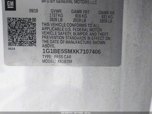 2019 CHEVROLET CRUZE 1G1BE5SMXK7107406 Photo 8