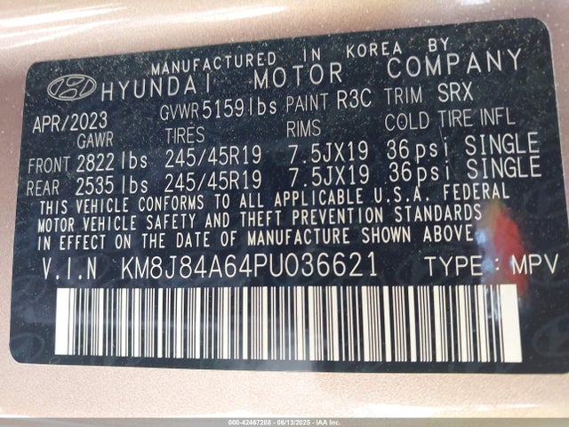 Hyundai 2023 2023 KM8J84A64PU036621 Image 9