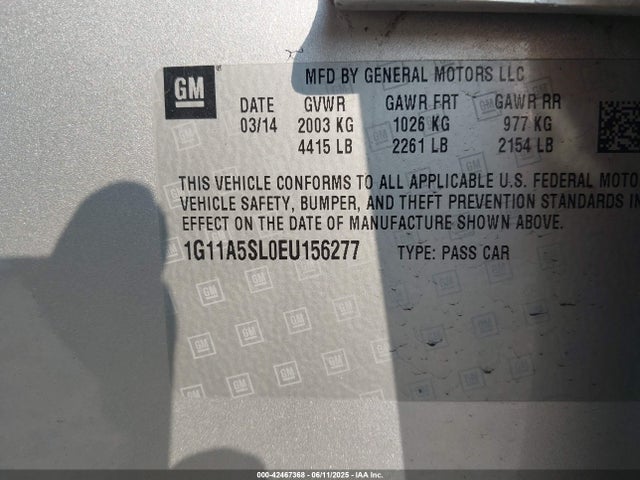 Chevrolet Malibu 1fl 2014 1G11A5SL0EU156277 Image 9