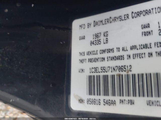 2001 CHRYSLER SEBRING 1C3EL55U71N706512 Photo 8