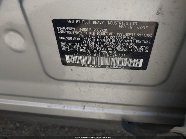 Subaru 2.5na u5 2014 JF2SJAEC7EH475721 Image 9