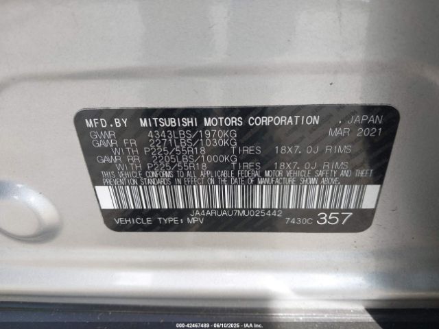 2021 MITSUBISHI OUTLANDER SPORT JA4ARUAU7MU025442 Photo 8