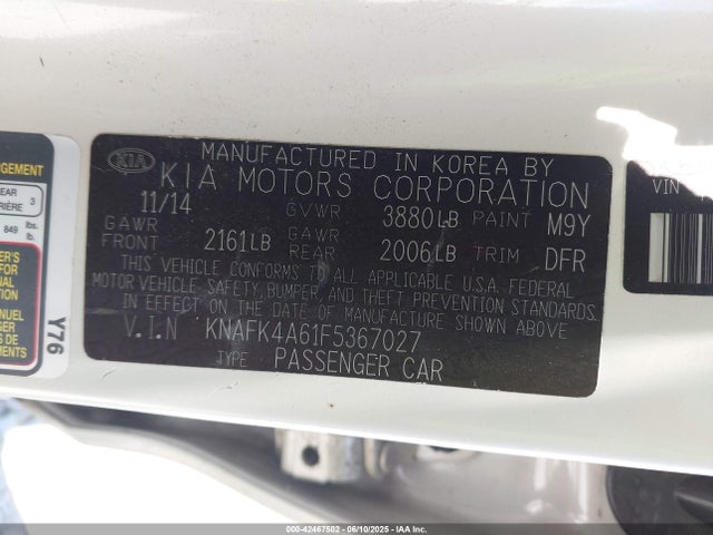 KIA dohc mpi nu 2015 KNAFK4A61F5367027 Image 9