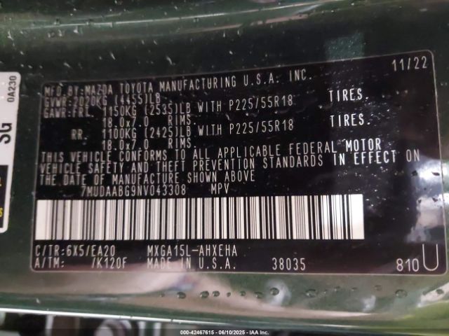 7MUDAABG9NV043308 Toyota Corolla Cross Xle