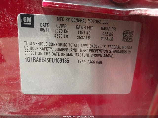 1G1RA6E45EU169135 Chevrolet Volt