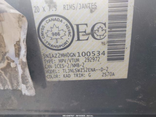 5N1AZ2MH0GN100534 Nissan 2016