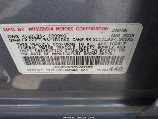 2010 MITSUBISHI LANCER SPORTBACK JA32X8HW6AU005689 Photo 8