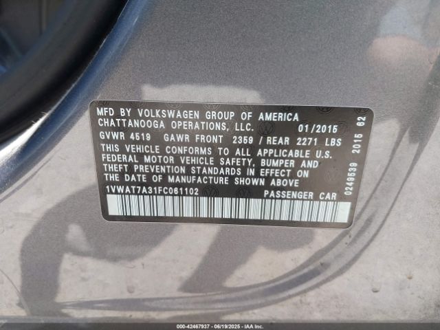 1VWAT7A31FC061102 Volkswagen Passat